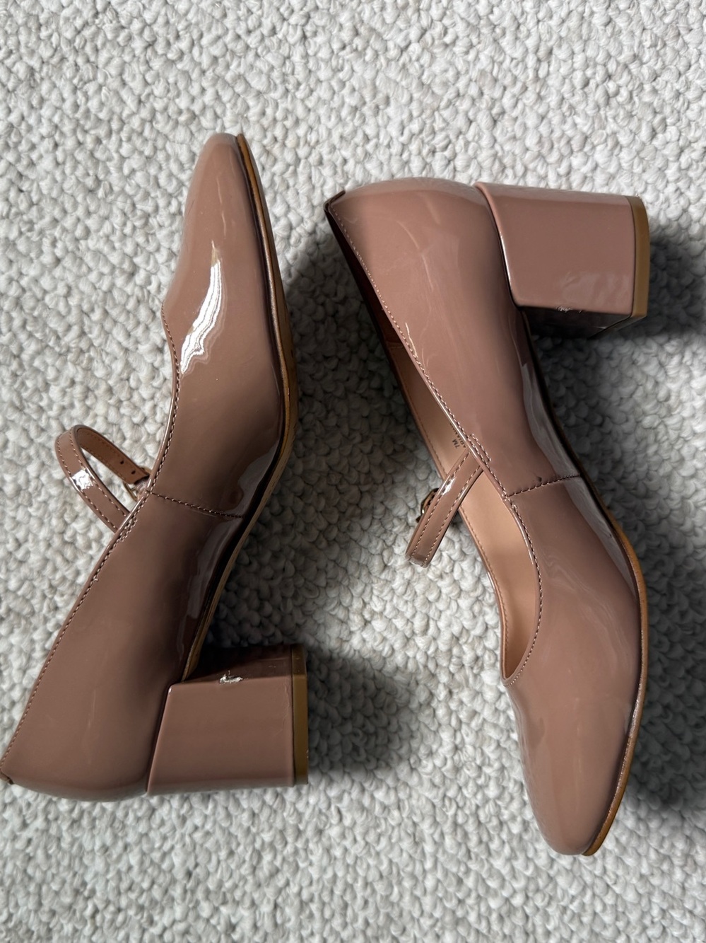 Bandalino Nude Patent Block Heel Mary Jane Pumps